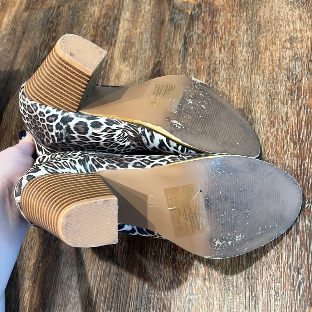 Cheetah Print Short Block Heel Booties - image 3